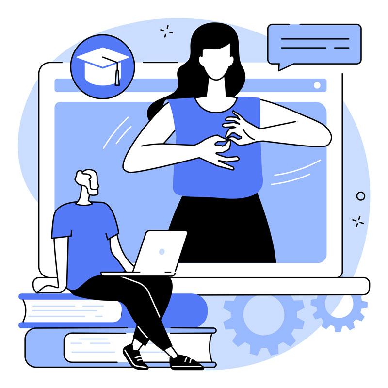 computer with sign language graphic