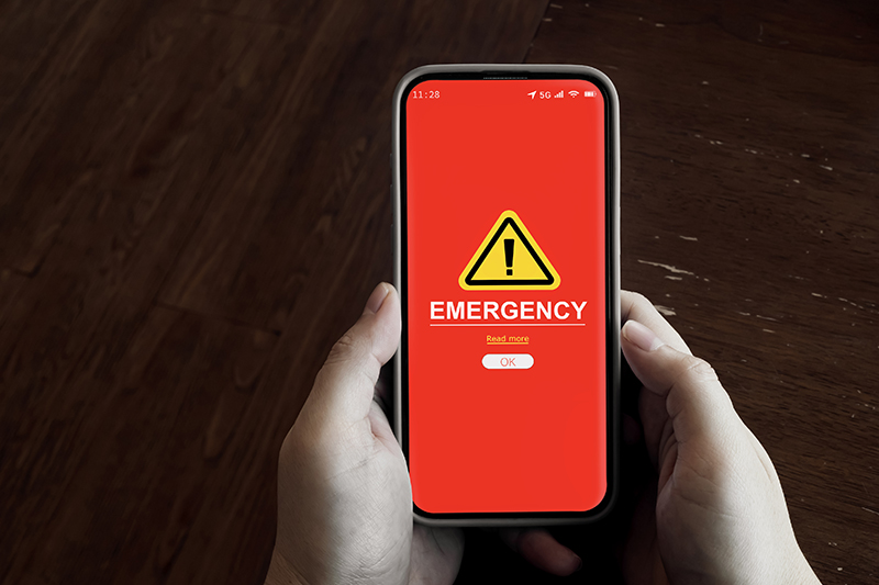 phone with an emergency alert