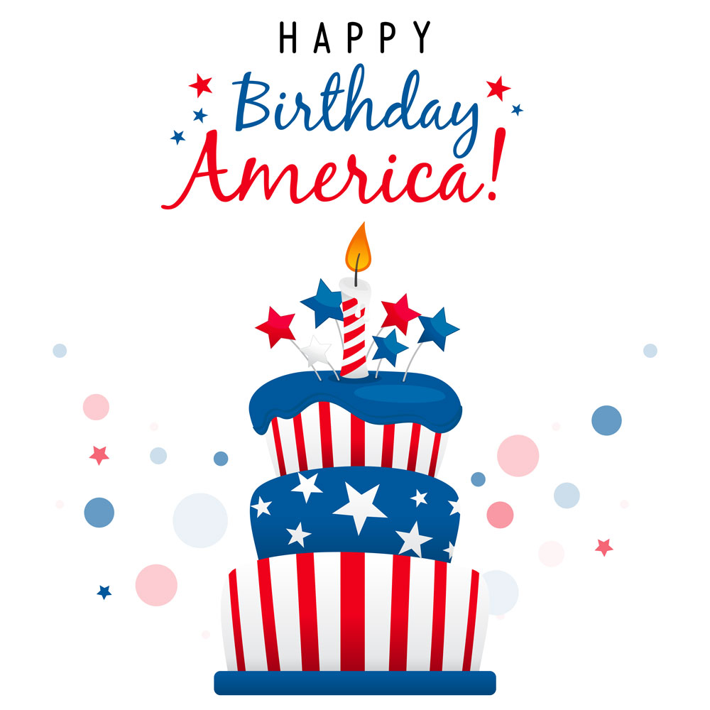 birthday cake with happy birthday America! above it