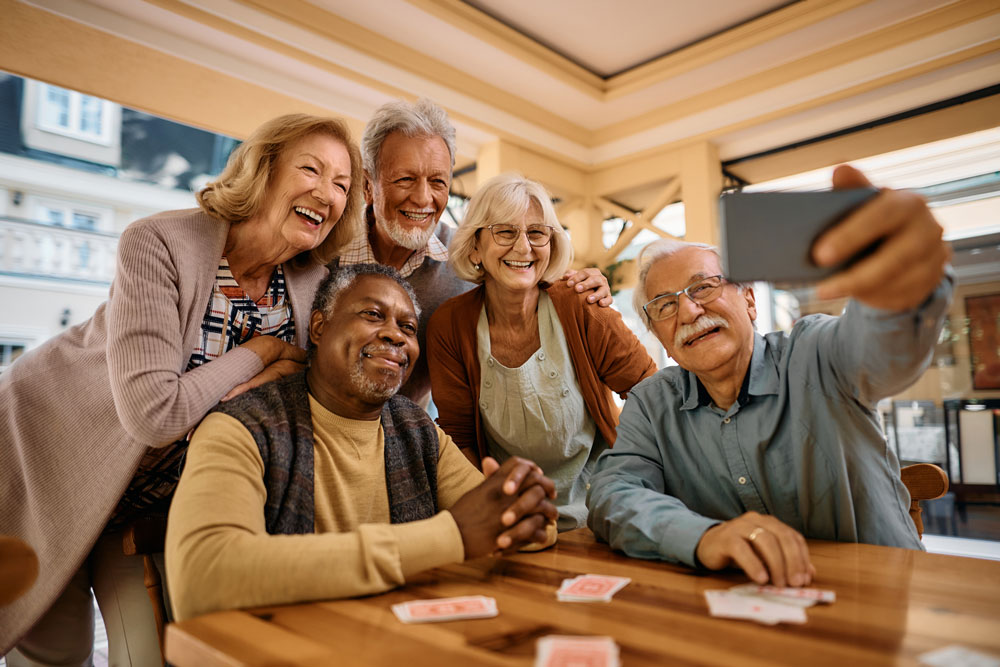 older adults taking a selfie